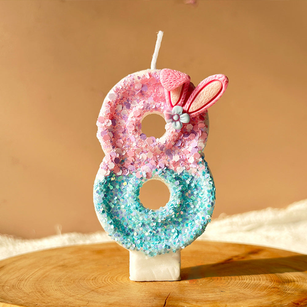 Premium Pastel Bunny Pink Blue number candle for birthday cake decoration