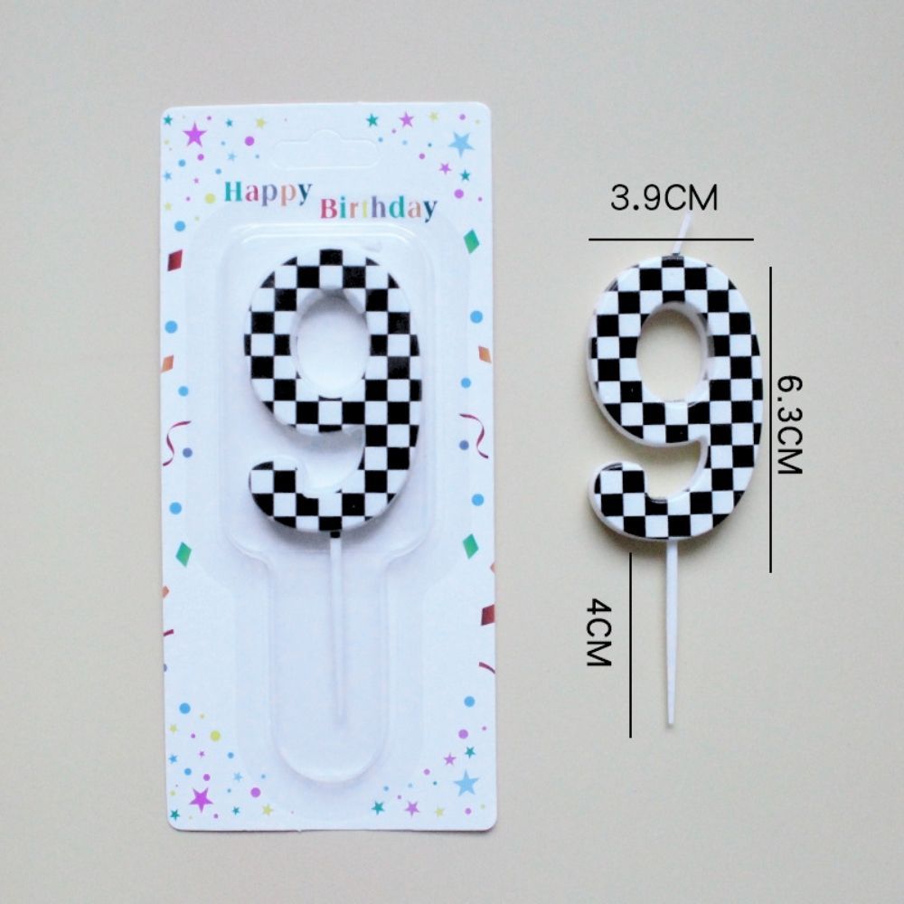 Checked Racing Theme Number Candle