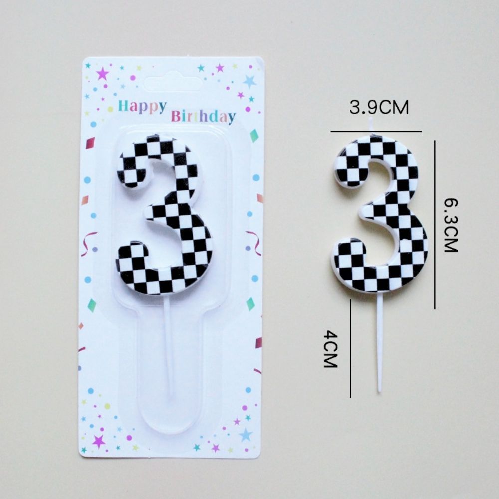 Checked Racing Theme Number Candle