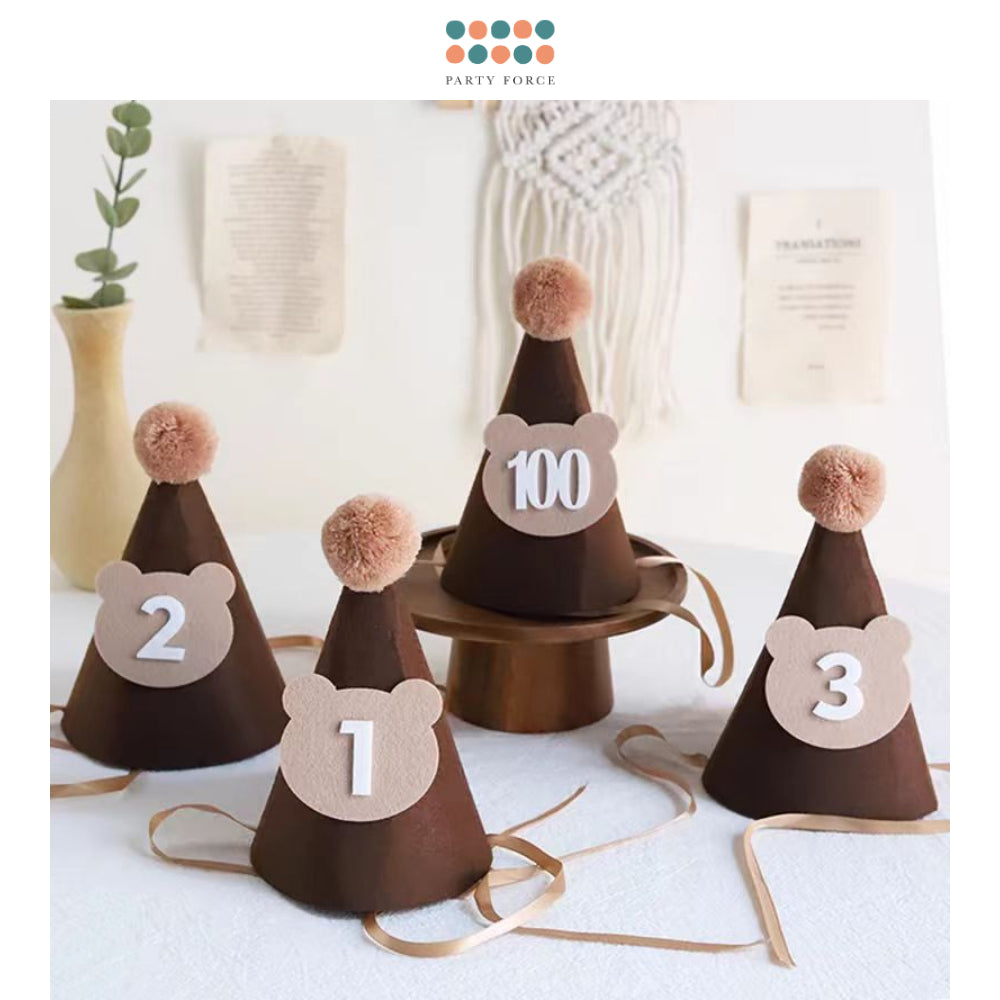 Bear Party Hat Felt material half birthday 100 days birthday party decoration