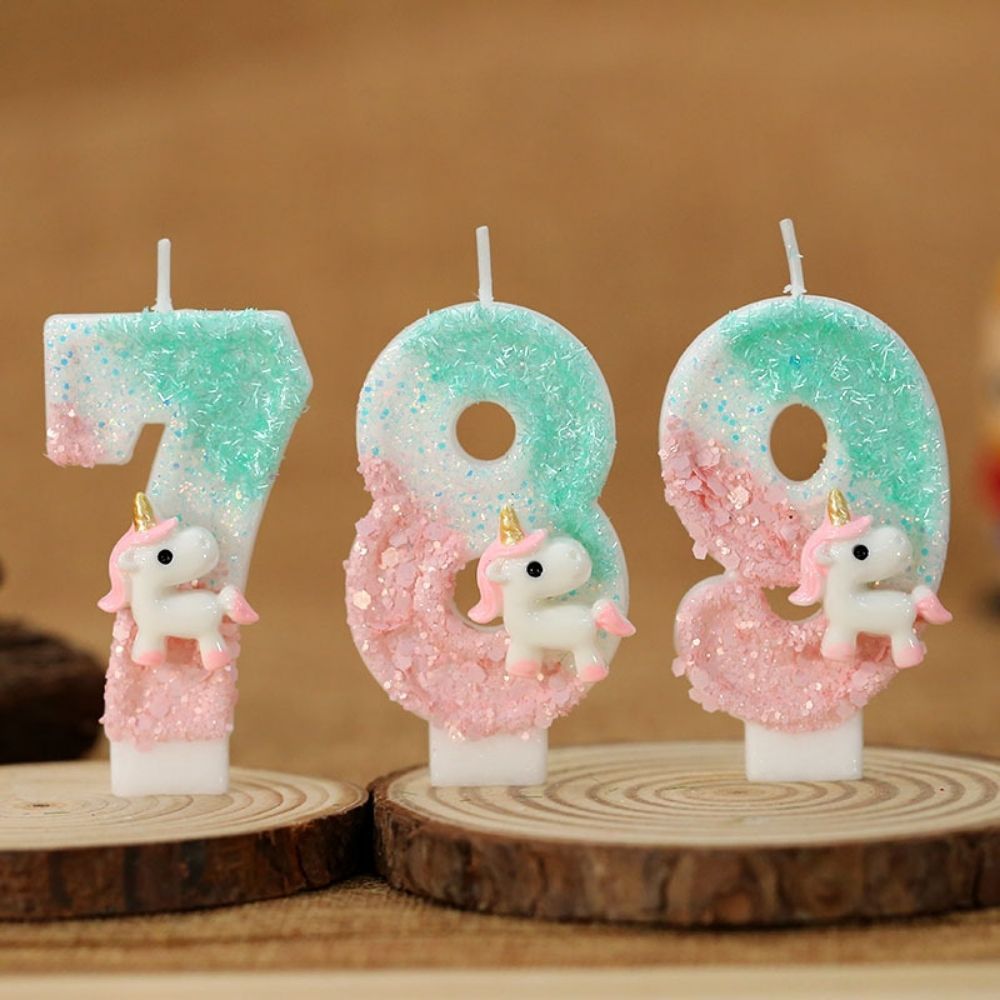 Fancy Cute Unicorn Number Candle for birthday party cake decoration