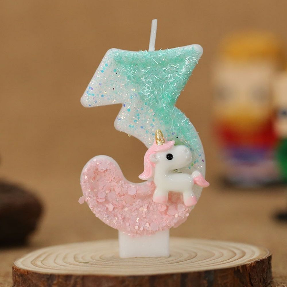 Fancy Cute Unicorn Number Candle for birthday party cake decoration