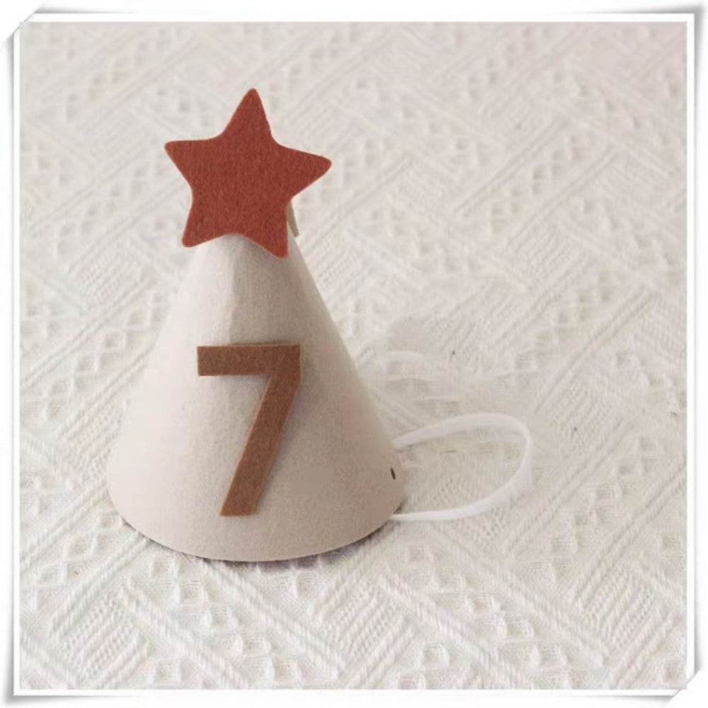 Beige Star Felt Party Hat half birthday 30 days 100 days birthday party decoration