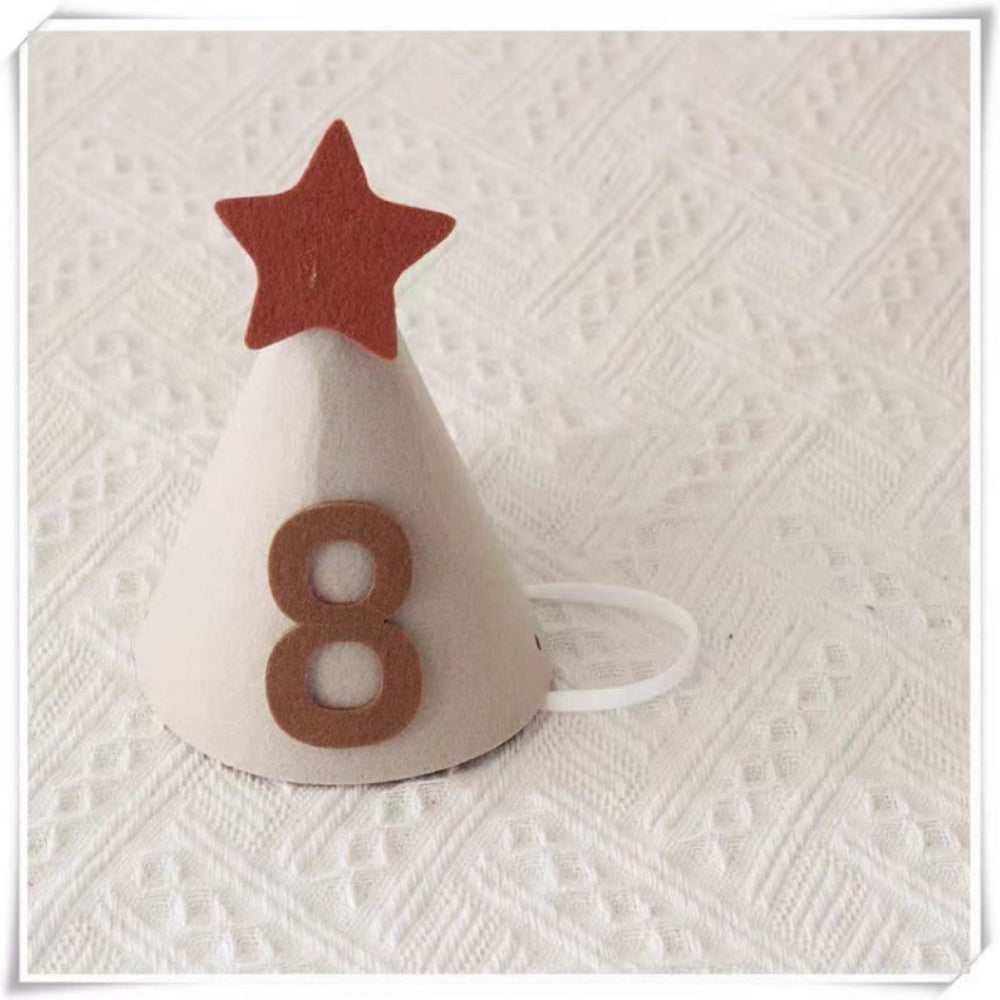 Beige Star Felt Party Hat half birthday 30 days 100 days birthday party decoration