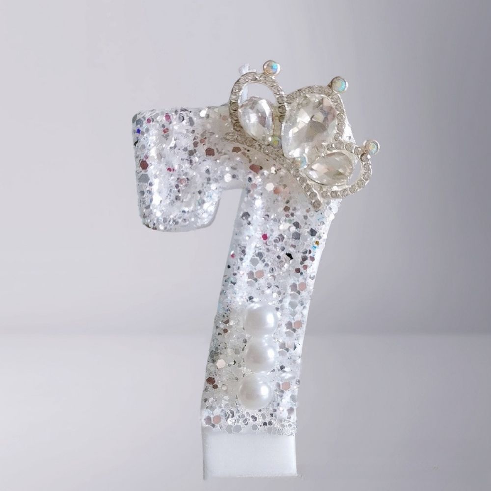 Fancy White Number Candle for birthday party cake decoration