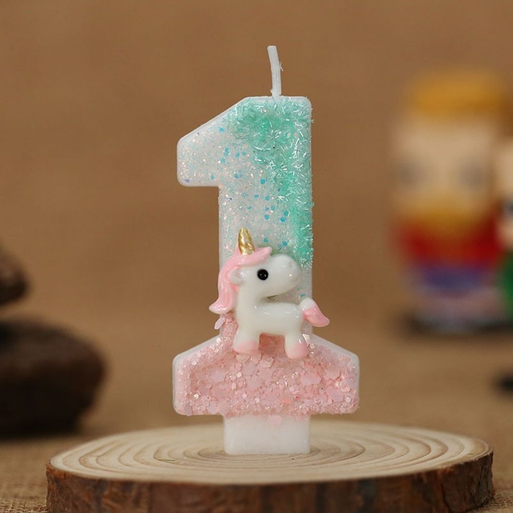 Fancy Cute Unicorn Number Candle for birthday party cake decoration