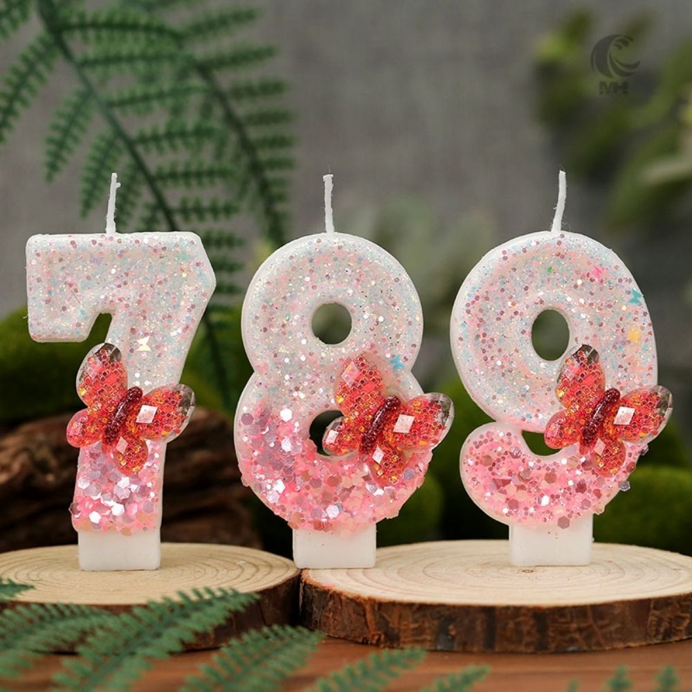 Fancy Crystal Butterfly Number Candle for birthday party cake decoration