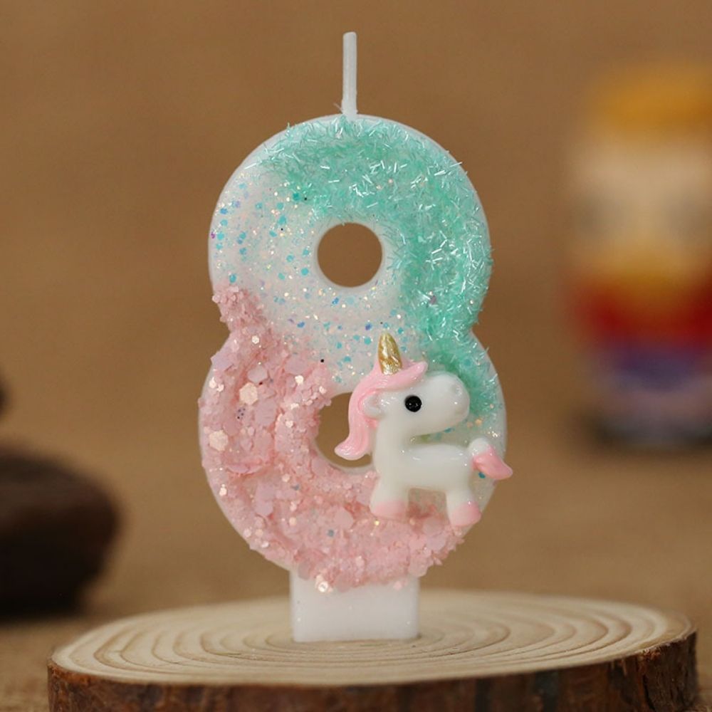 Fancy Cute Unicorn Number Candle for birthday party cake decoration