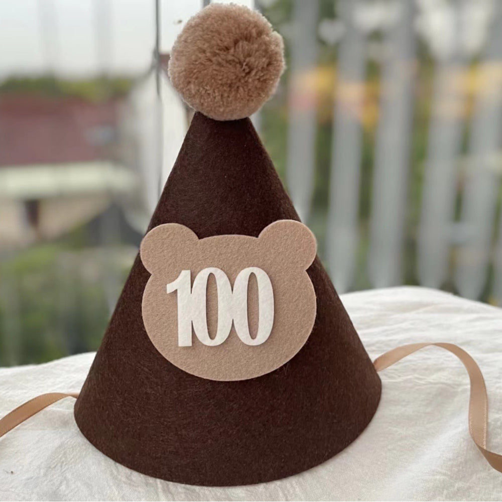 Bear Party Hat Felt material half birthday 100 days birthday party decoration