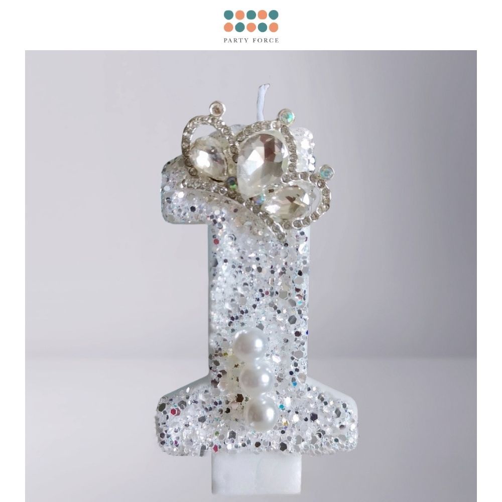 Fancy White Number Candle for birthday party cake decoration