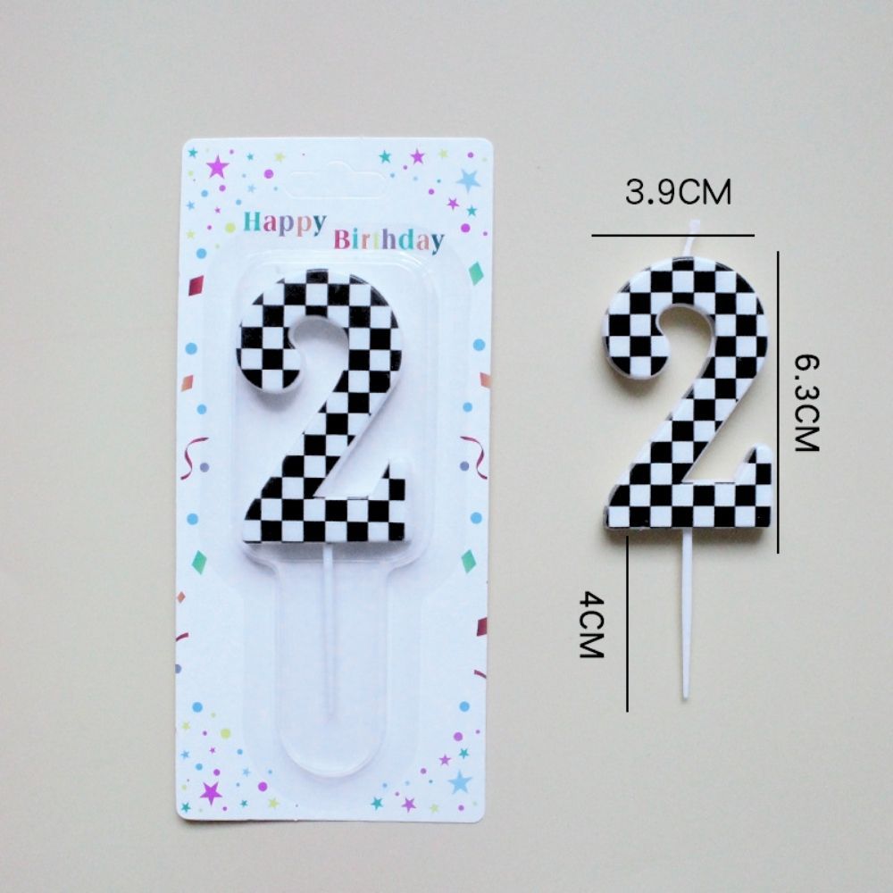 Checked Racing Theme Number Candle