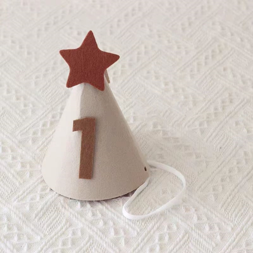 Beige Star Felt Party Hat half birthday 30 days 100 days birthday party decoration