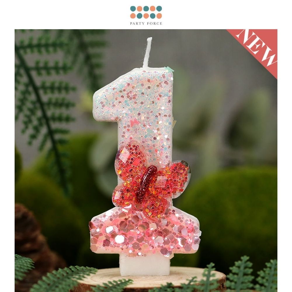 Fancy Crystal Butterfly Number Candle for birthday party cake decoration