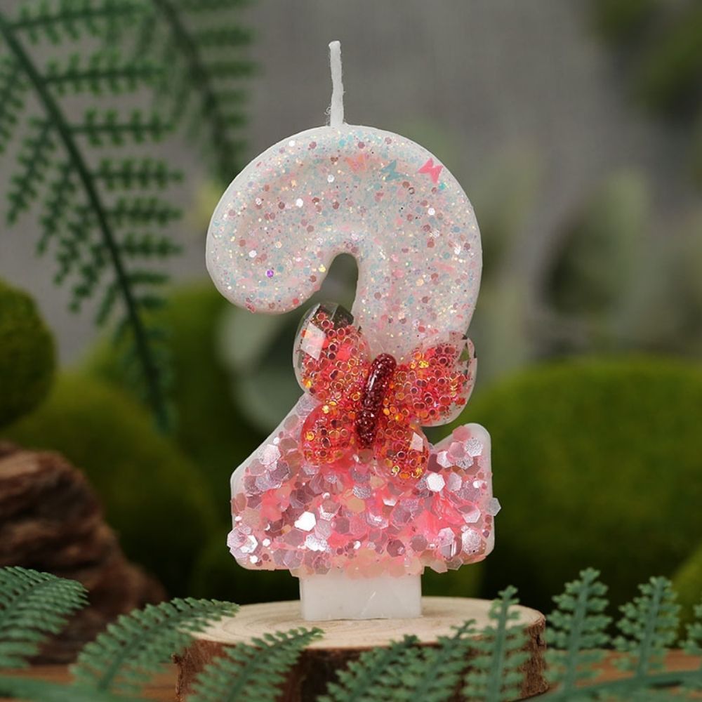 Fancy Crystal Butterfly Number Candle for birthday party cake decoration