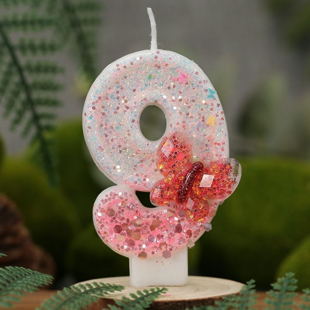 Fancy Crystal Butterfly Number Candle for birthday party cake decoration