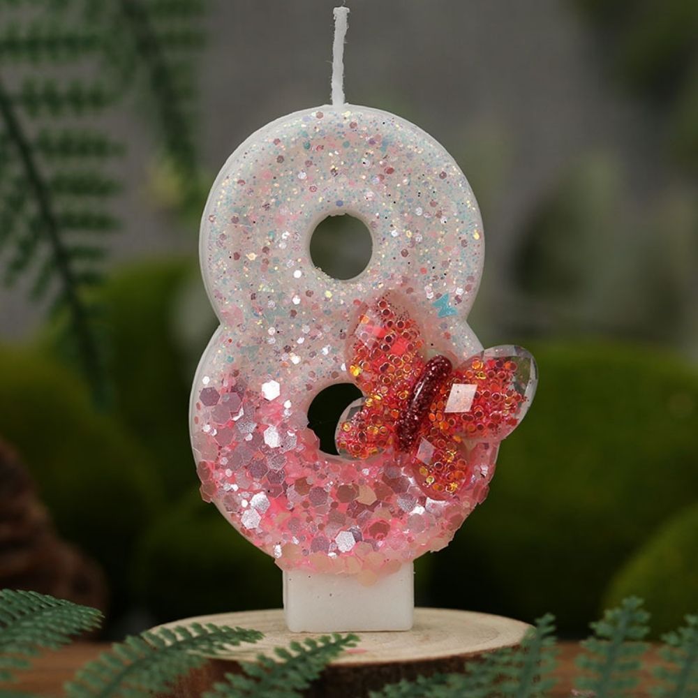 Fancy Crystal Butterfly Number Candle for birthday party cake decoration