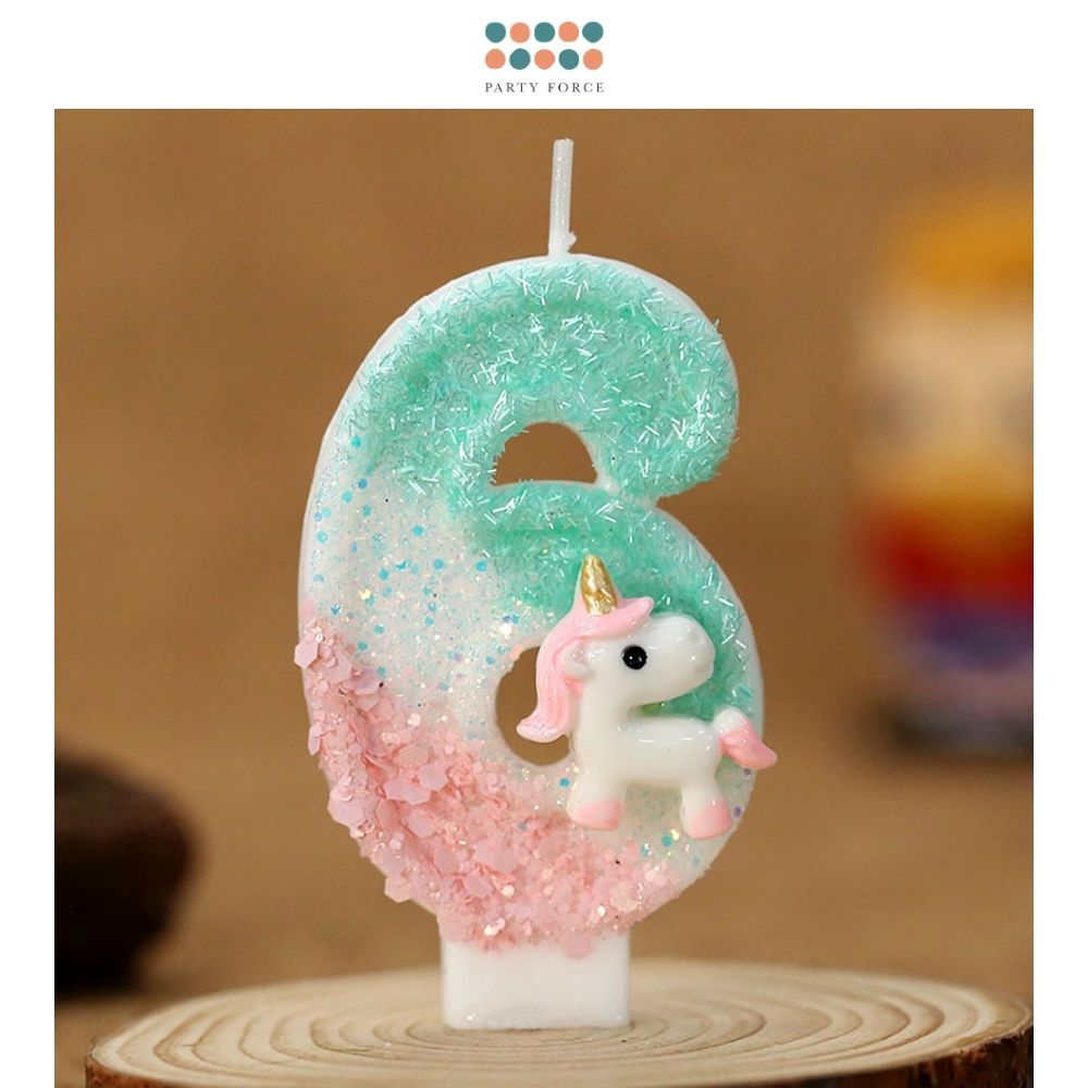 Fancy Cute Unicorn Number Candle for birthday party cake decoration