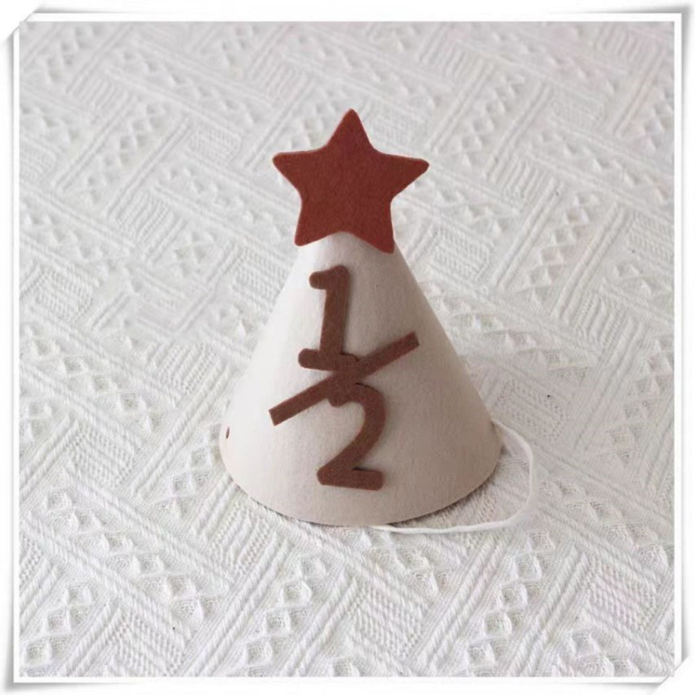 Beige Star Felt Party Hat half birthday 30 days 100 days birthday party decoration