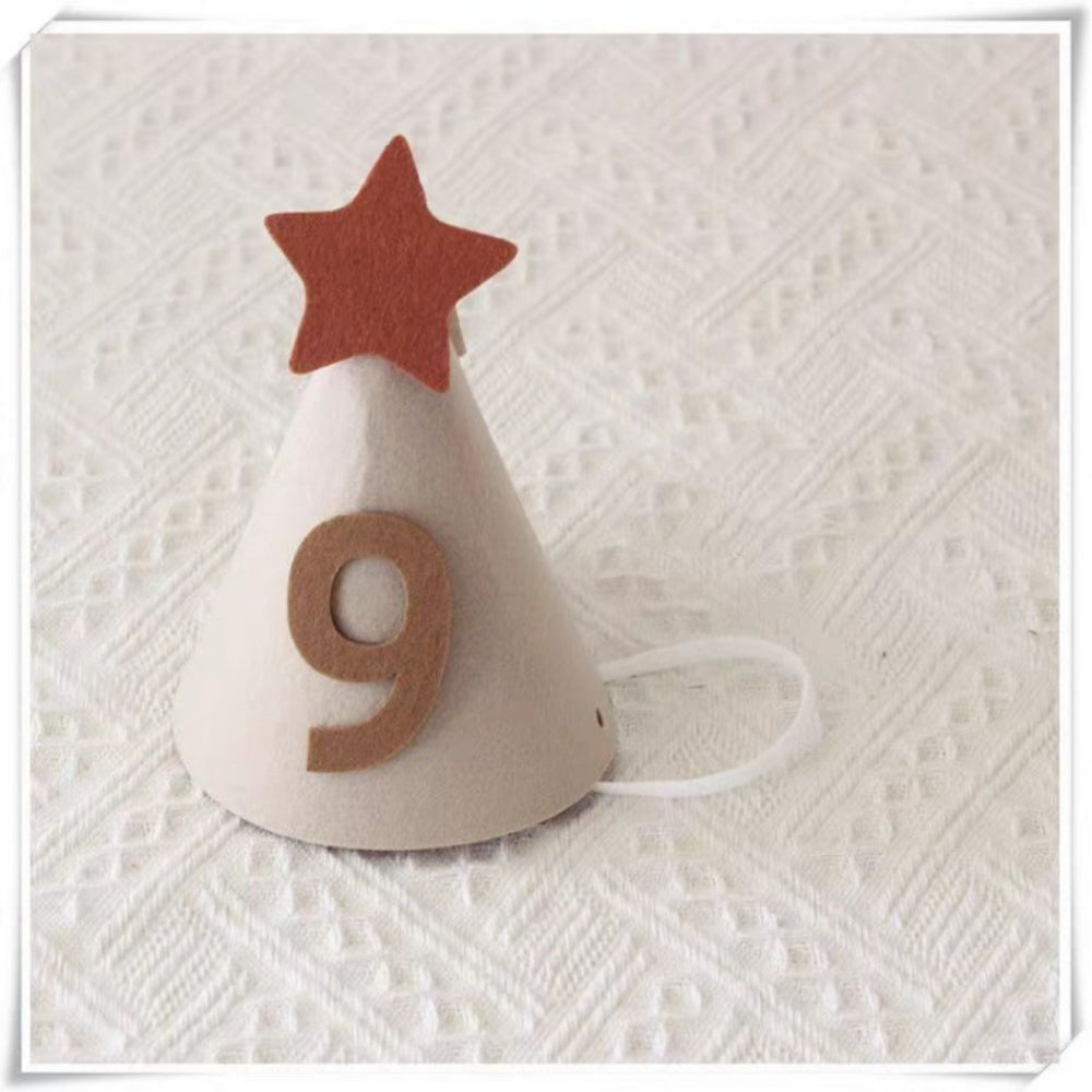 Beige Star Felt Party Hat half birthday 30 days 100 days birthday party decoration