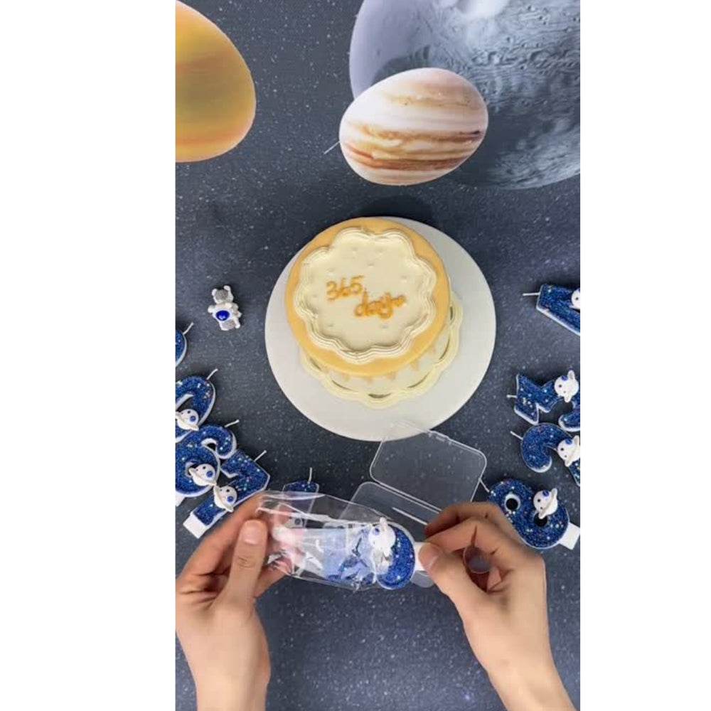 Premium Space Theme number candle for birthday cake decoration