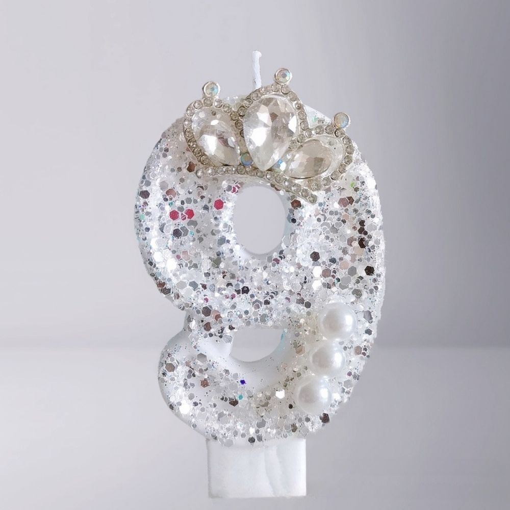 Fancy White Number Candle for birthday party cake decoration