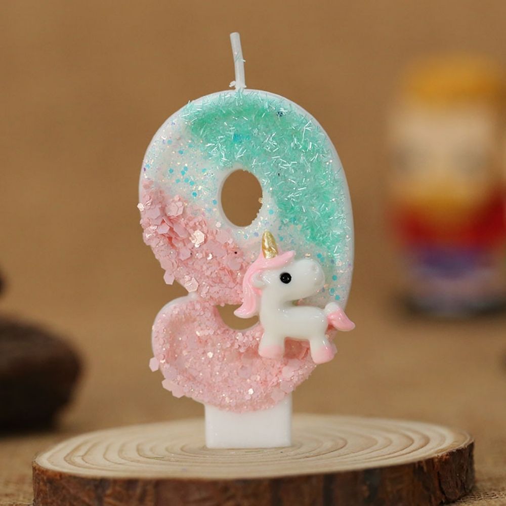 Fancy Cute Unicorn Number Candle for birthday party cake decoration