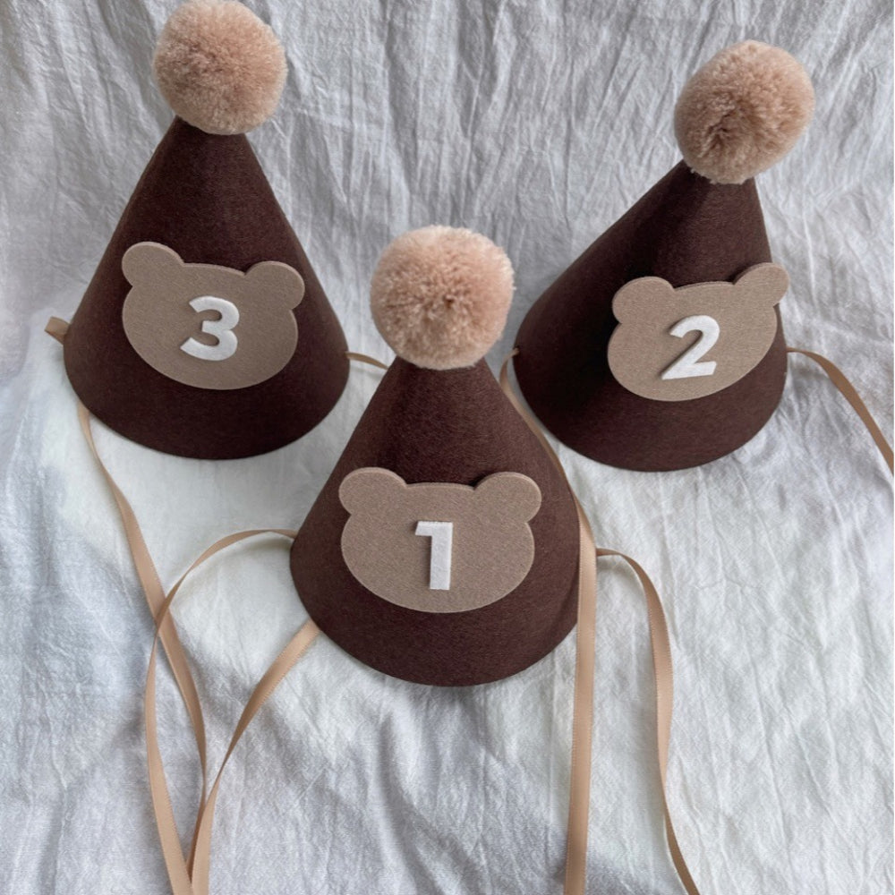 Bear Party Hat Felt material half birthday 100 days birthday party decoration