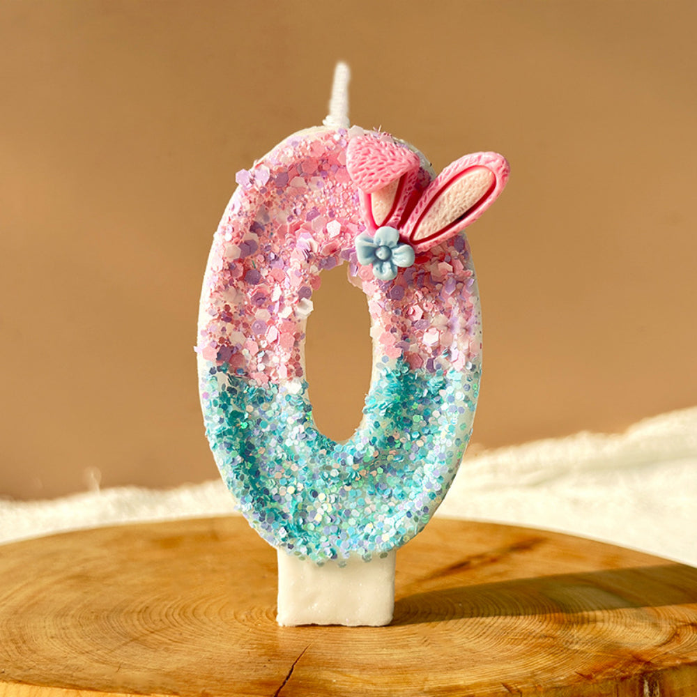 Premium Pastel Bunny Pink Blue number candle for birthday cake decoration