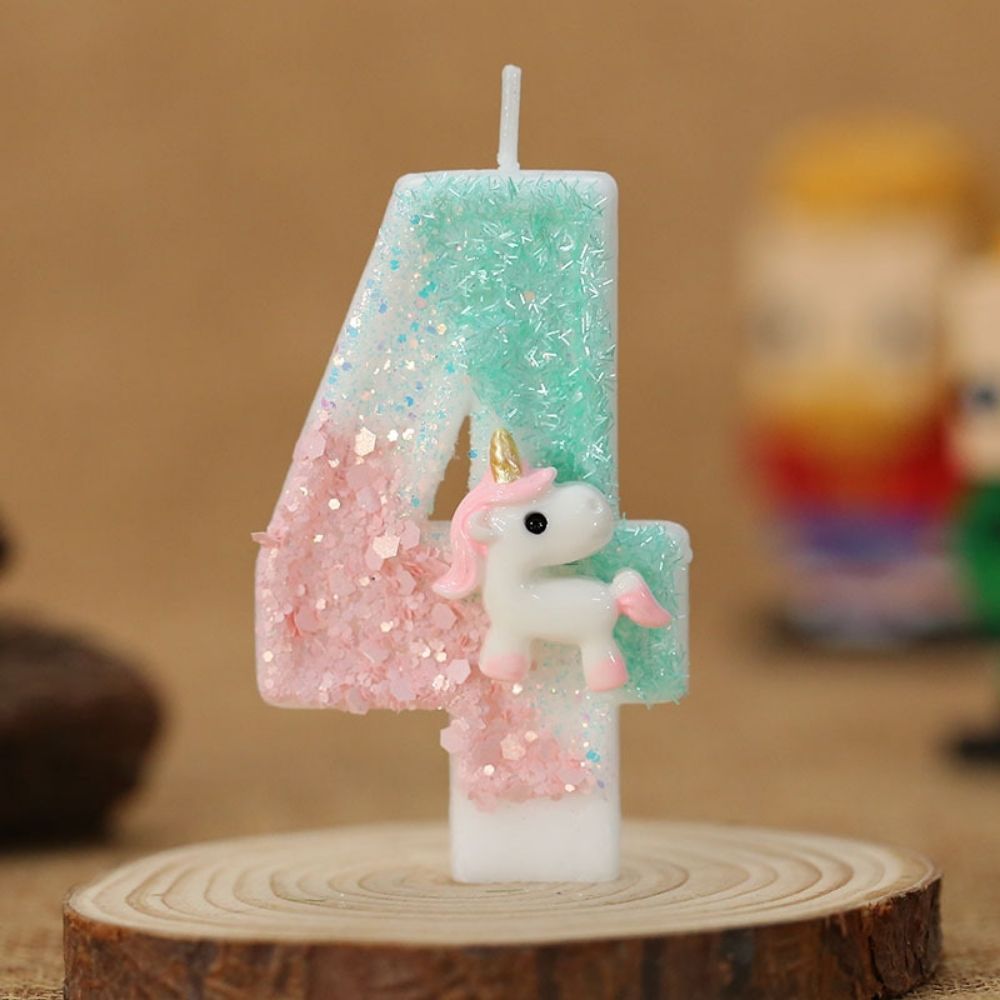 Fancy Cute Unicorn Number Candle for birthday party cake decoration
