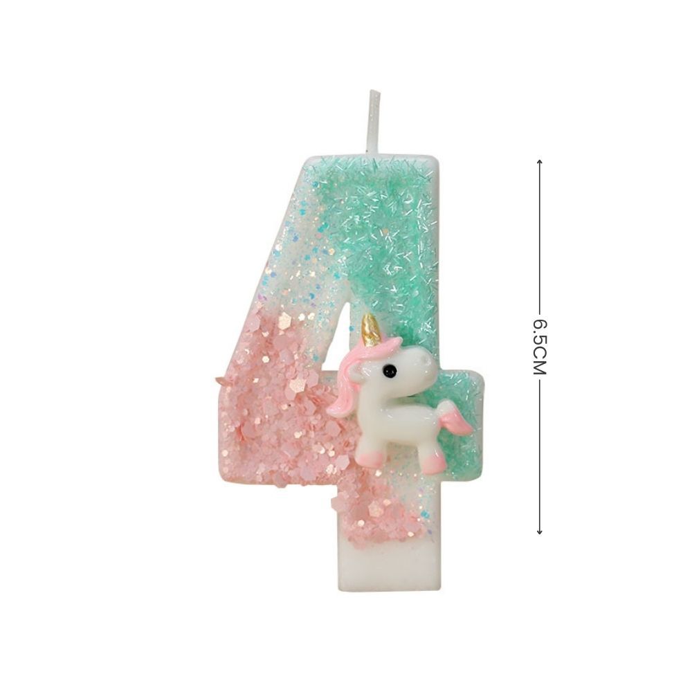 Fancy Cute Unicorn Number Candle for birthday party cake decoration