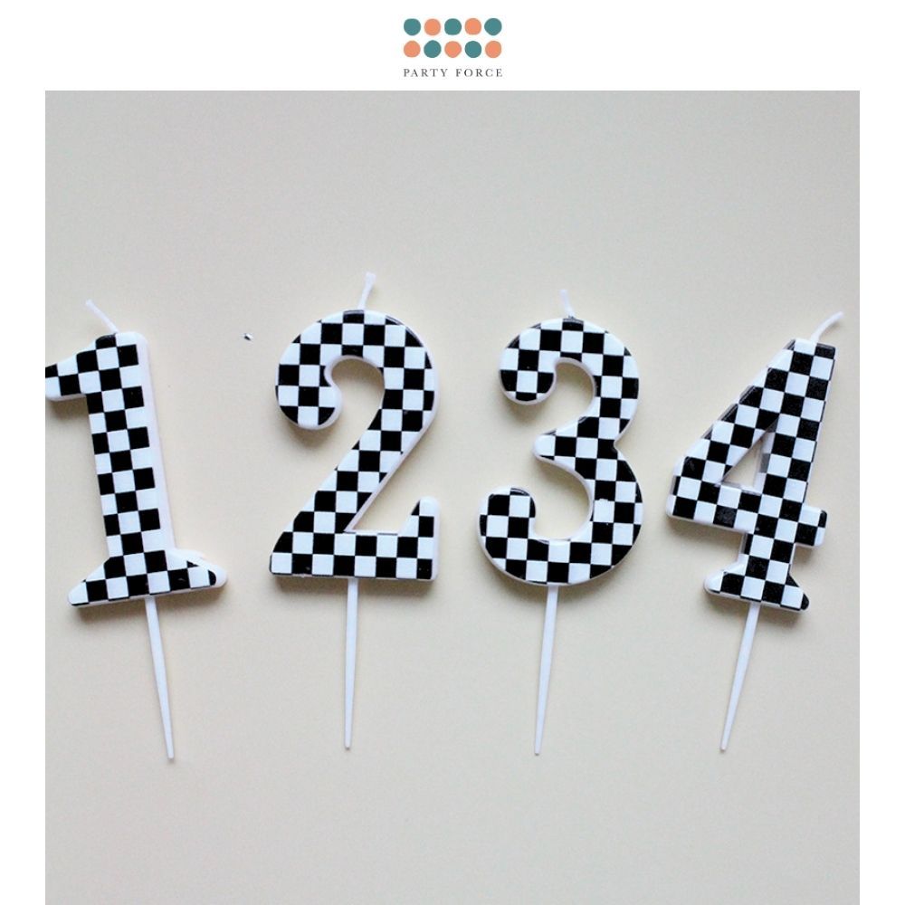 Checked Racing Theme Number Candle