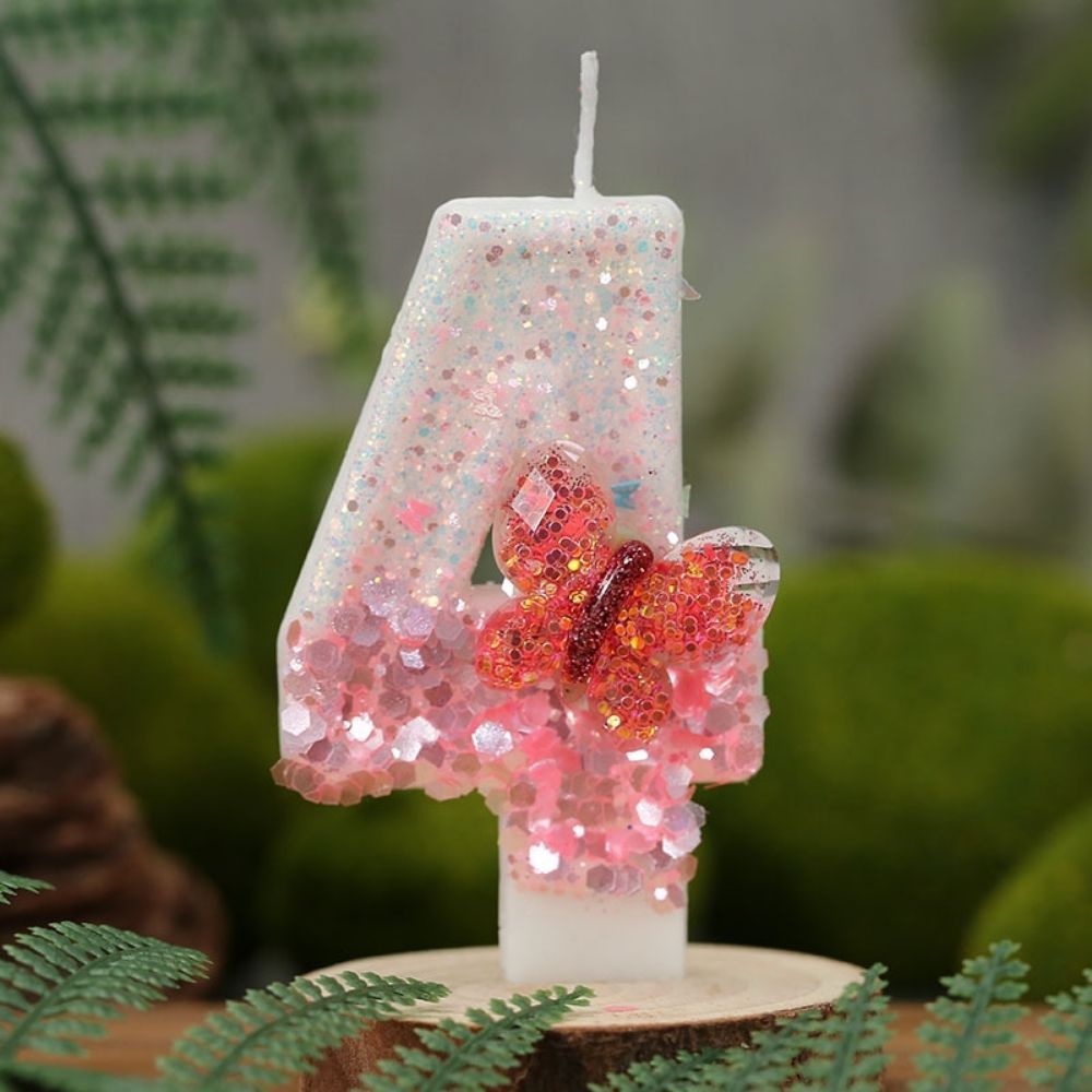 Fancy Crystal Butterfly Number Candle for birthday party cake decoration