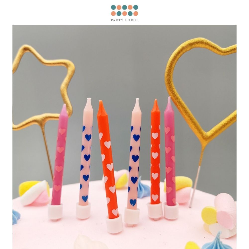Heart Shape Printed Candle for birthday party cake decoration
