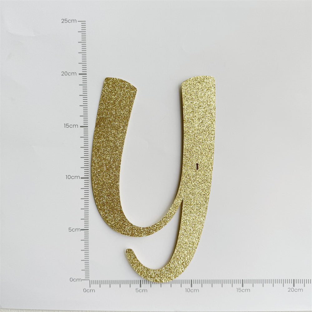 Happy Birthday Banner Custom Cursive Glitter Gold Script Font Banner