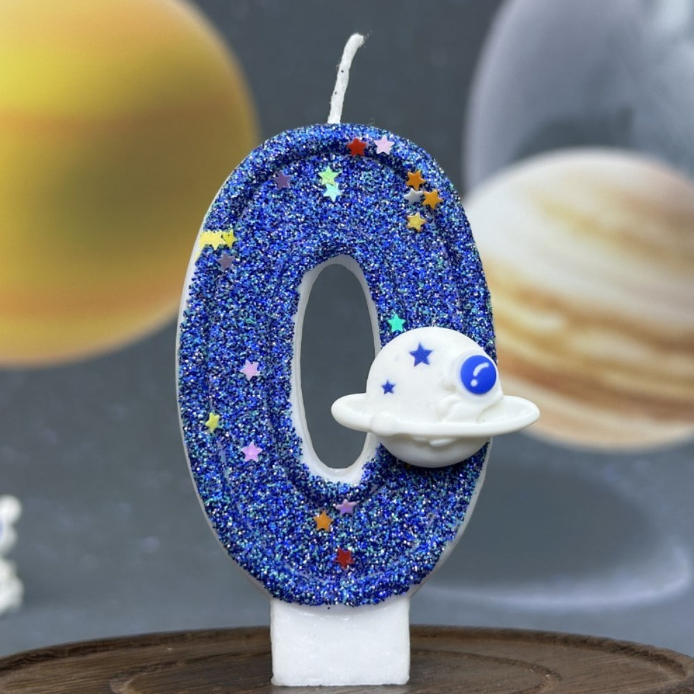 Premium Space Theme number candle for birthday cake decoration