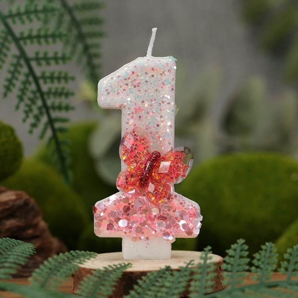 Fancy Crystal Butterfly Number Candle for birthday party cake decoration