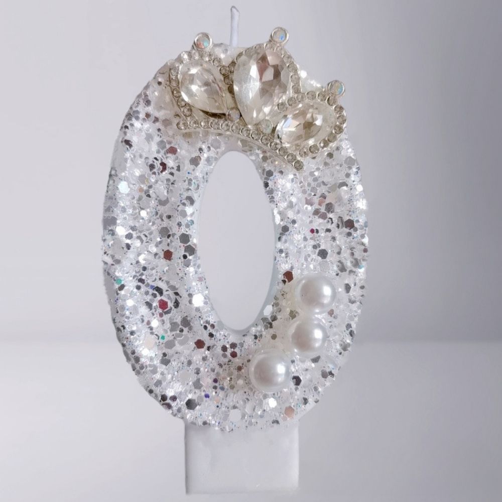 Fancy White Number Candle for birthday party cake decoration