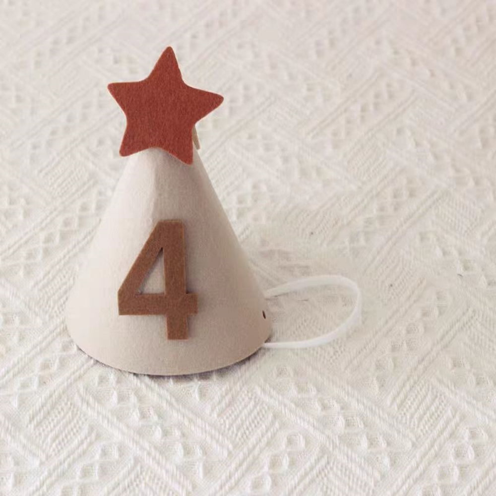 Beige Star Felt Party Hat half birthday 30 days 100 days birthday party decoration