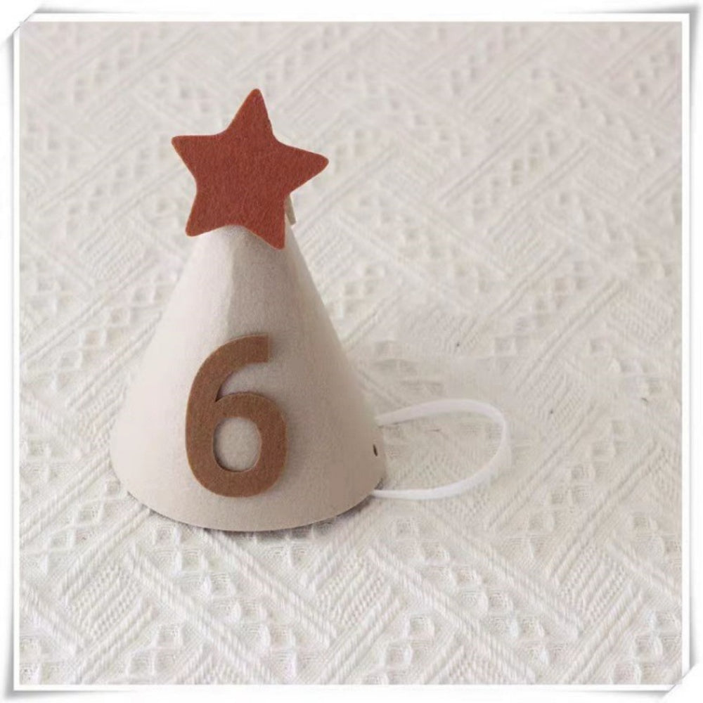 Beige Star Felt Party Hat half birthday 30 days 100 days birthday party decoration