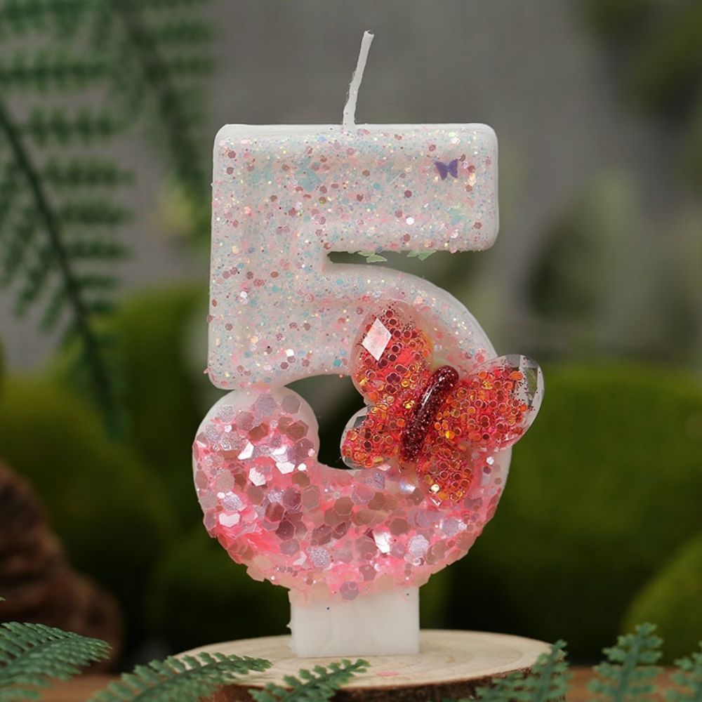 Fancy Crystal Butterfly Number Candle for birthday party cake decoration