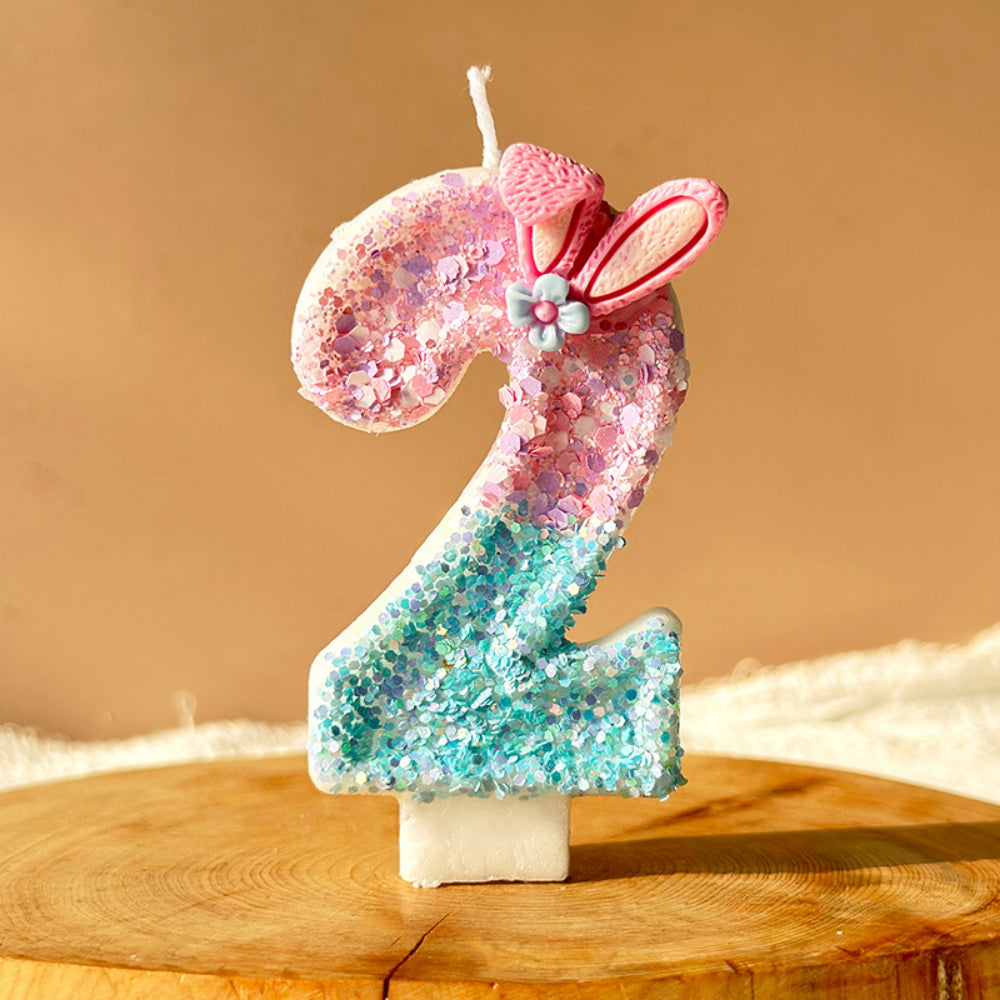 Premium Pastel Bunny Pink Blue number candle for birthday cake decoration