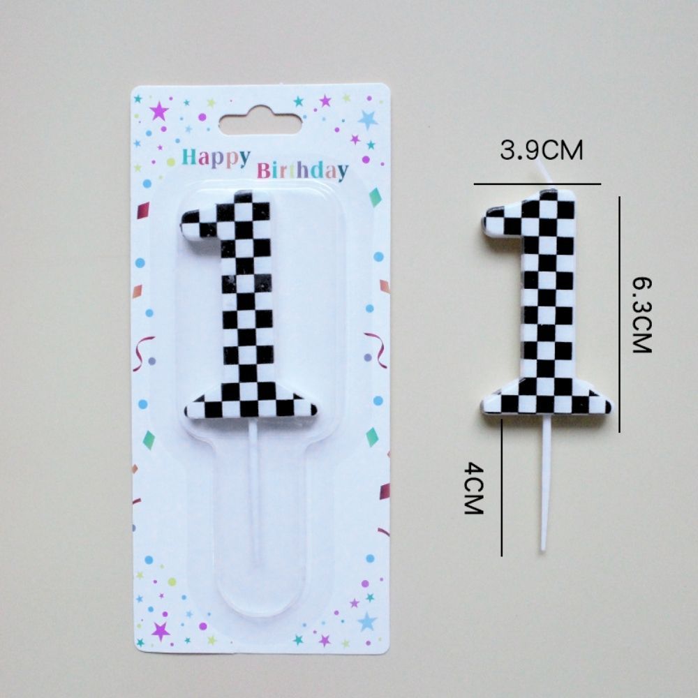 Checked Racing Theme Number Candle
