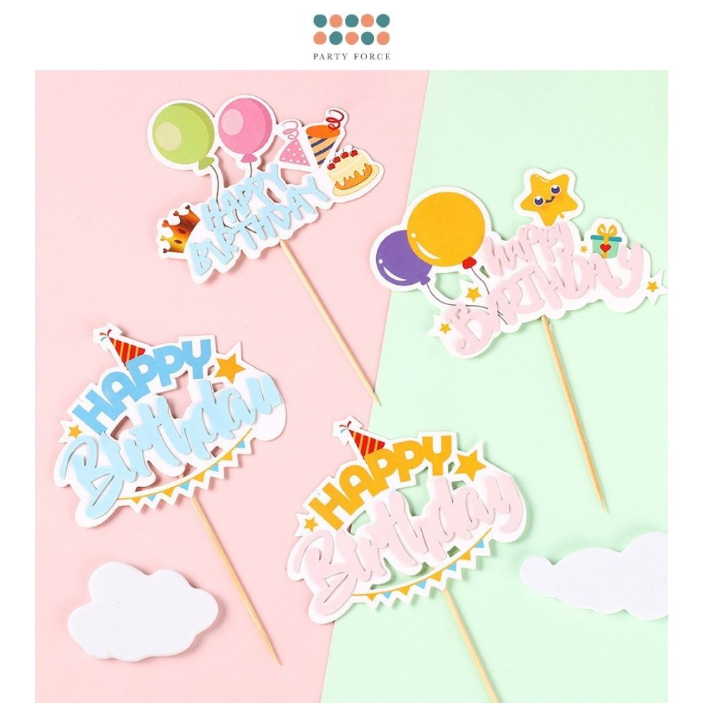 Cute Design Happy Birthday Cake Topper for Birthday Cake Decoration