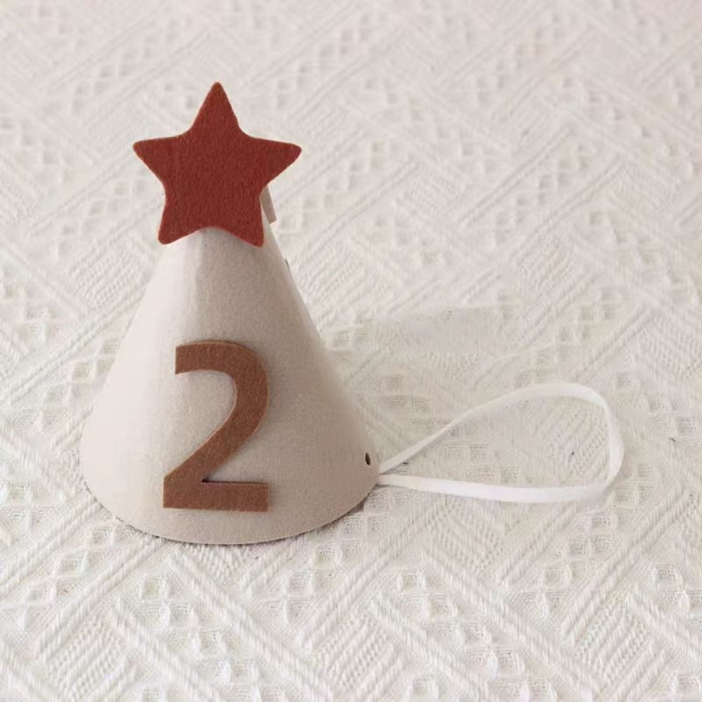 Beige Star Felt Party Hat half birthday 30 days 100 days birthday party decoration