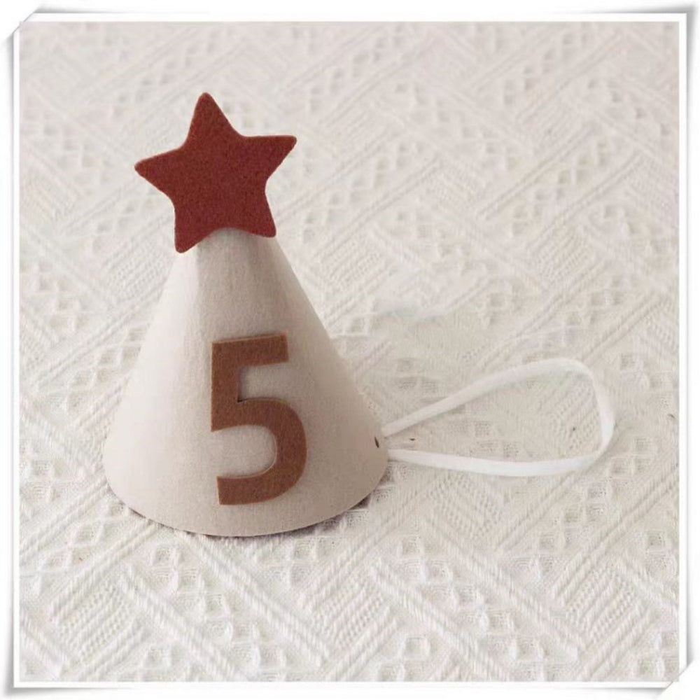 Beige Star Felt Party Hat half birthday 30 days 100 days birthday party decoration