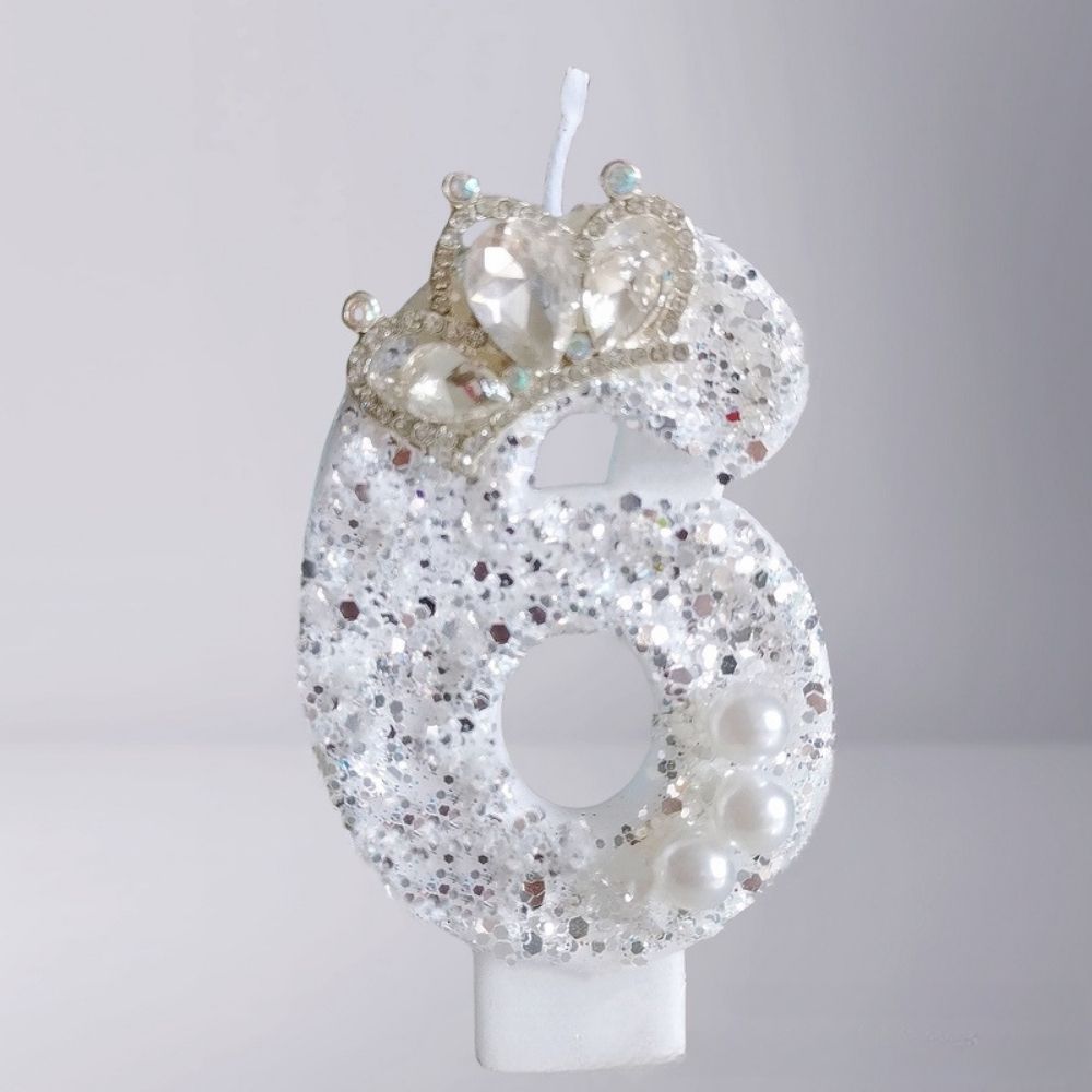 Fancy White Number Candle for birthday party cake decoration