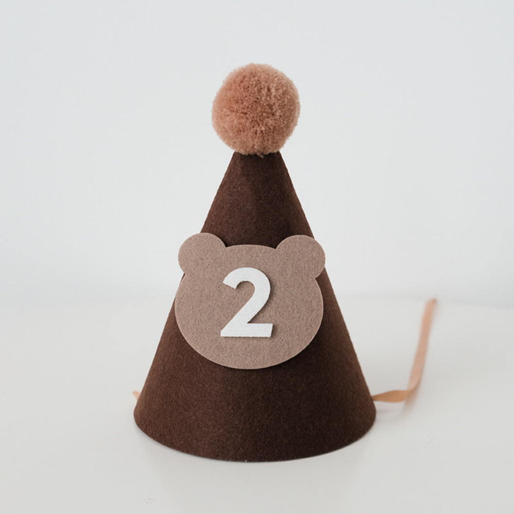 Bear Party Hat Felt material half birthday 100 days birthday party decoration