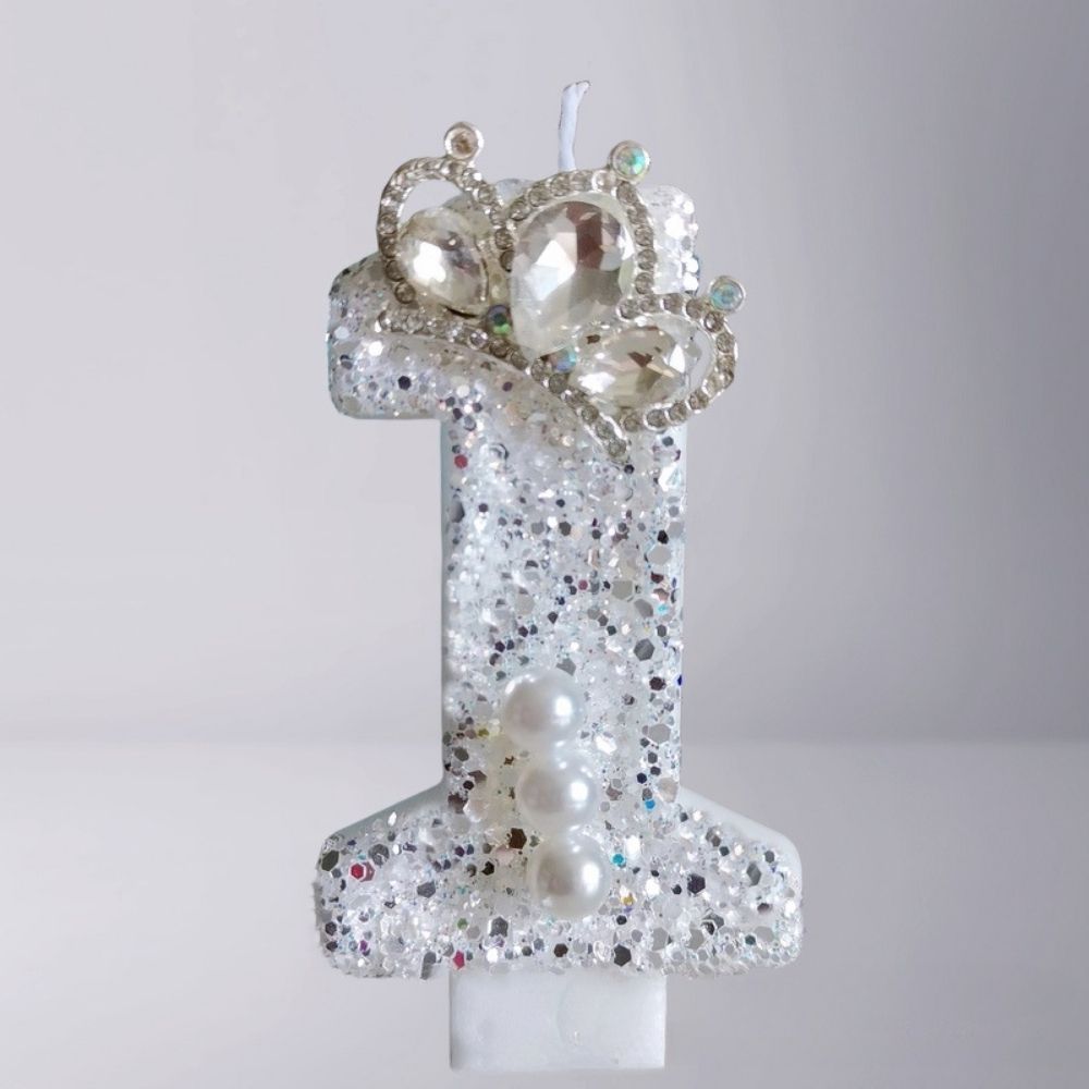 Fancy White Number Candle for birthday party cake decoration