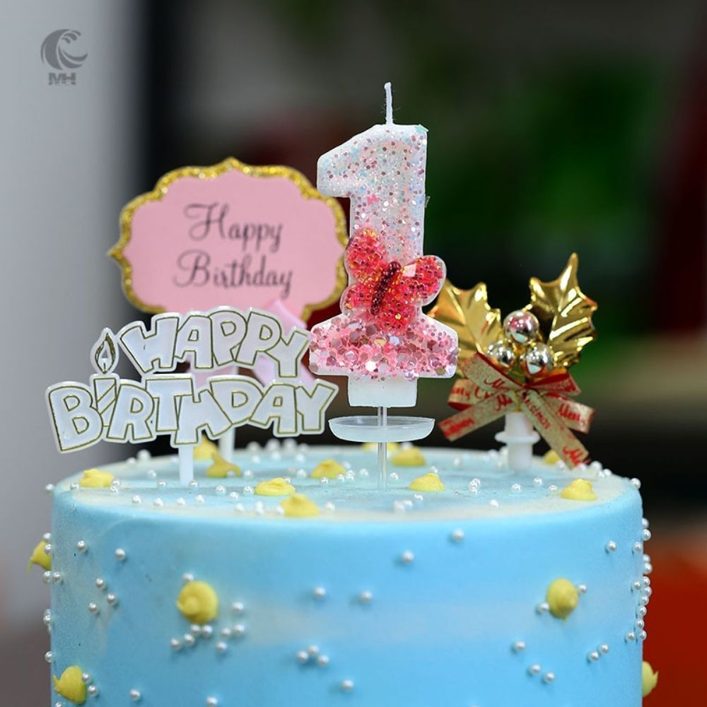 Fancy Crystal Butterfly Number Candle for birthday party cake decoration