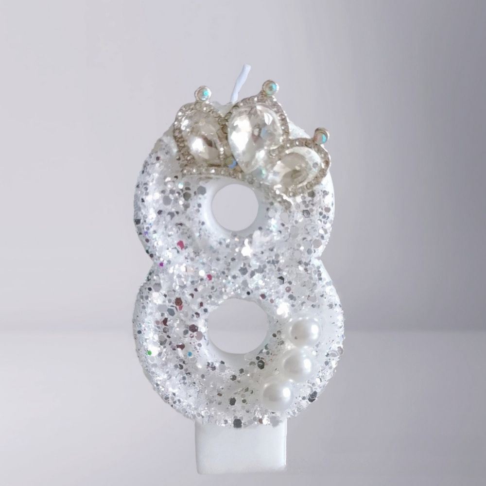 Fancy White Number Candle for birthday party cake decoration